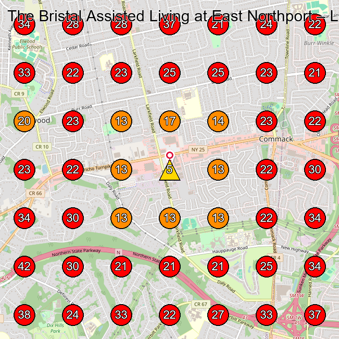 The Bristal Assisted Living at East Northport GeoGrid visibility map for Assisted Living Facility in East Northport